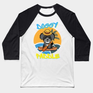 schnauzer doing the doggy paddle on a boat Baseball T-Shirt